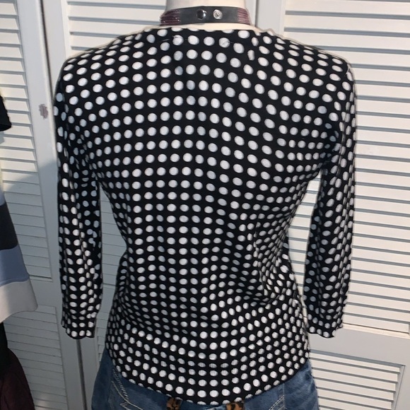 Company Ellen Tracy black and white Polka Dot Cardigan Sweater Women’s Medium - Picture 8 of 9